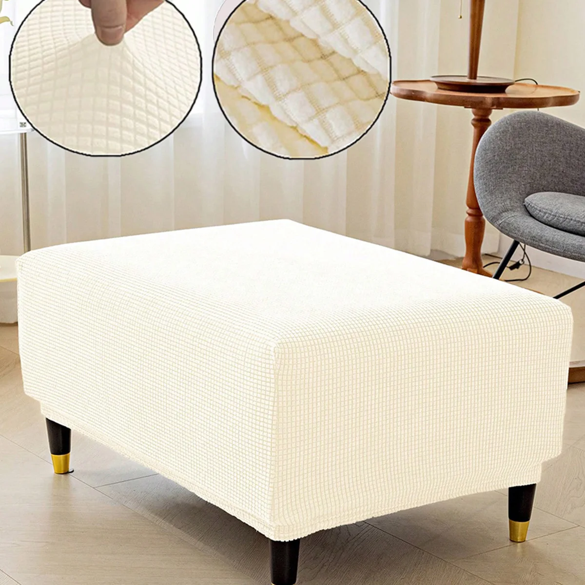 1pc elastische Hocker abdeckung, verdickte All-Inclusive quadratische niedrige Hocker abdeckung, Haushalts sofa Fuß stütze Hocker abdeckung Möbels chutz