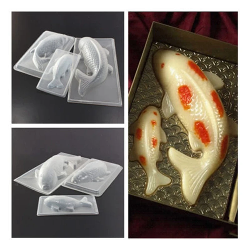 Neujahr 3d Kunststoff Cyprinoid Fisch Karpfen Fisch form, Kuchen Pudding Gelee Form Sugar craft Form Werkzeug Küche Usten siles Patis serie Image