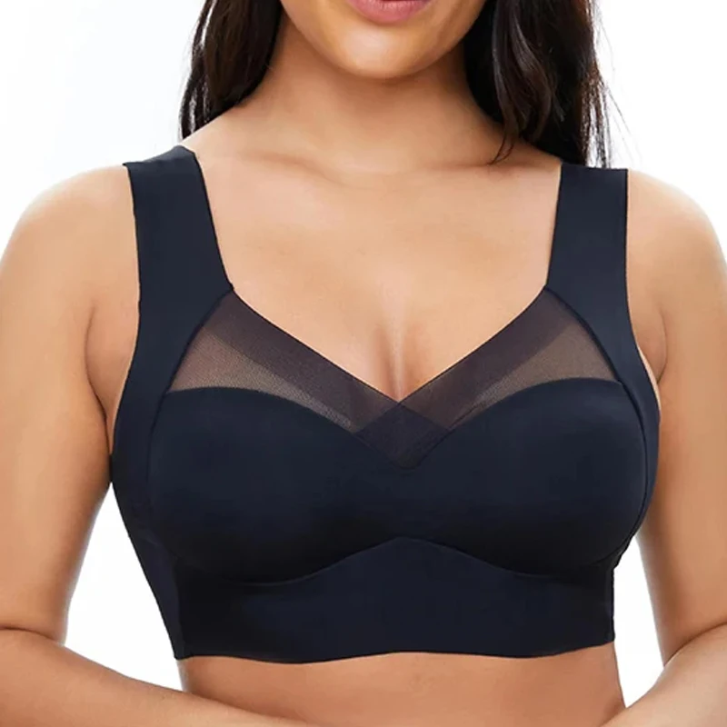 Nahtlose Frauen Spitze Sport Bh Plus Größe Bh Bralette Backless Dame Büstenhalter Weste Yoga Fitness Schlaf Bralette Wireless Top L-3XL Image