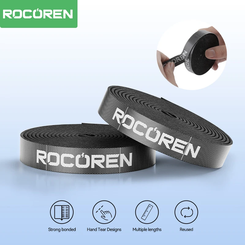 Rocoren Kabel Organizer Wiederverwendbare Hand Reißen Kabel Draht Wickler USB Kabel Management Für Telefon Kopfhörer Kabel Halter Schutz Image