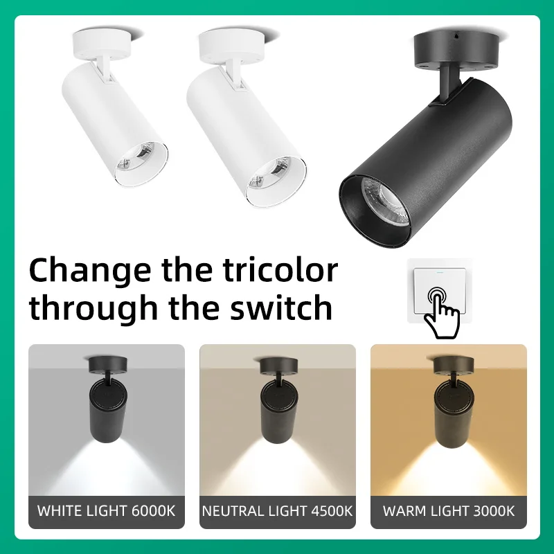 LED-Strahler 85-265V LED Down light Aufputz leuchten dreifarbige Innen beleuchtung für Wohnzimmer Schlafzimmer Küche