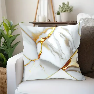1 Stück Marmor strukturierter Überwurf-Kissenbezug, Bettwäsche-Kissenbezug für Wohnzimmer, Schlafzimmer, Sofa, kein Kisseneinsatz, 17,71 x 17,71 Zoll Image