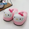 Sanrio Hallo Kitty niedlichen Cartoon Baumwolle Hausschuhe Frauen flache Absätze großen Kopf Schuhe