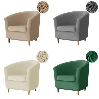 Stretch Velvet Club Sofa Cover Single Relax Tub Chair Covers mit Sitzkissenbezug Elastic Sessel Slipcovers Wohnzimmer