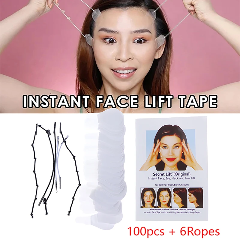 100 Stück/Set unsichtbare dünne Gesichts aufkleber V-förmige Gesichts linie Falten schlaffe Haut Gesicht heben Hals Auge Doppel kinn Klebeband Image