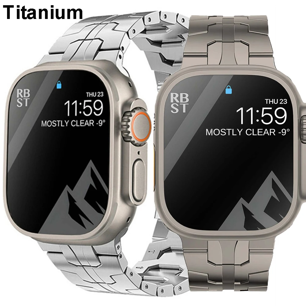 Titanarmband für Apple Watch Ultra 2 49 mm, Luxus-Business-Armband Correa für iWatch 10, 9, 8, 7 SE 46 mm, 45 mm, 41 mm, 44 mm, 42 mm, 40 mm Image