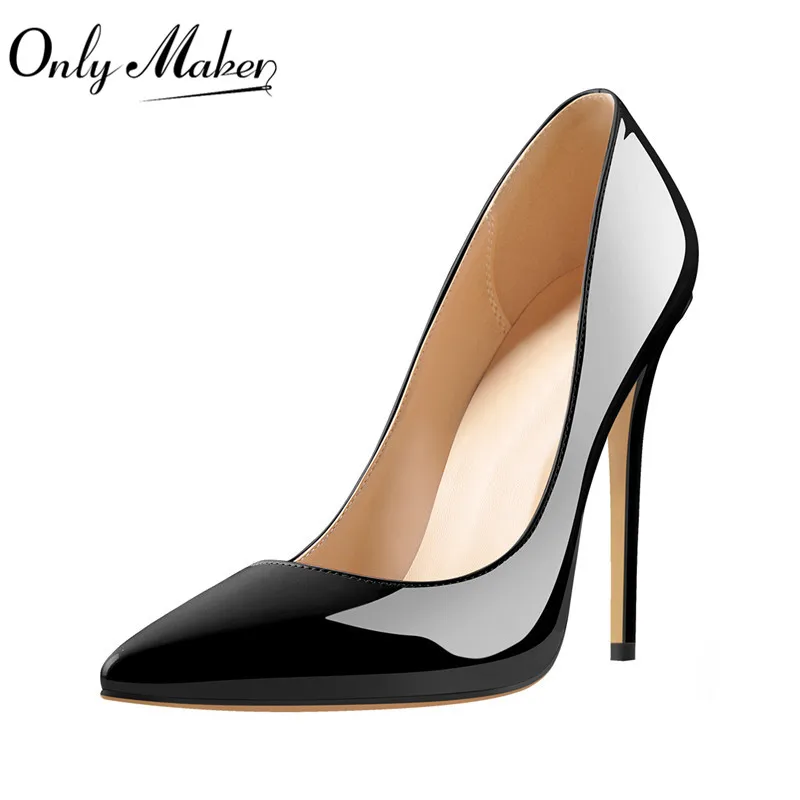 Onlymaker Echtes Leder Klassische Pumps Spitzschuh Slip On Sexy Stilettos 4,7 Zoll 12CM High Heels Schuhe Plus Größe US5 ~ US15