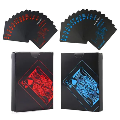 Wasserdichte, rein schwarze, verschleißfeste und langlebige Poker-Brettspielkarten aus Kunststoff, PVC Magic Poker Cards Casual Game Poker Cards Image