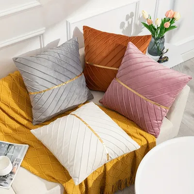 1 Stück, quadratischer Kissenbezug aus goldenem Samt mit Prägung – weiches und luxuriöses Kissen für Image