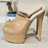 Ahhlsion neue Mode Frauen Plattform Panto letten Pumps sexy Stiletto High Heels runde Zehen hübsche Khaki Party Schuhe uns plus Größe 5-20