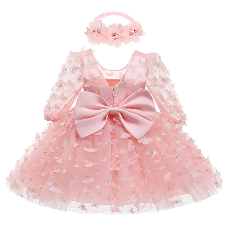 3 6 9 12 18 24 36 Monate Neugeborenes Kleid Blumen Mesh Party Kleine Prinzessin Babykleid Weihnachten Geburtstagsgeschenk Neue Kinderkleidung Image
