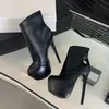 Liyke INS Stil 16CM Extreme High Heels Plattform Stiefel Für Frauen Schwarz Runde Kappe Pole Dance Stiefeletten Sexy Schuhe größe 35-42