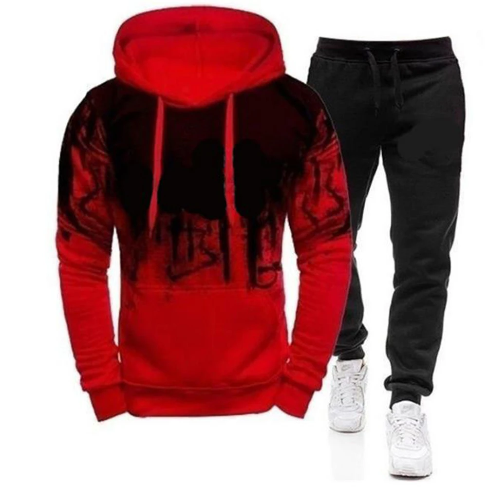 2 Stück Männer Sportswear Marke Frühling Herbst Männer warmen Anzug Jogger Laufhose Fitness studio Fitness Training Sportswear Männer Set Trainings anzug Image