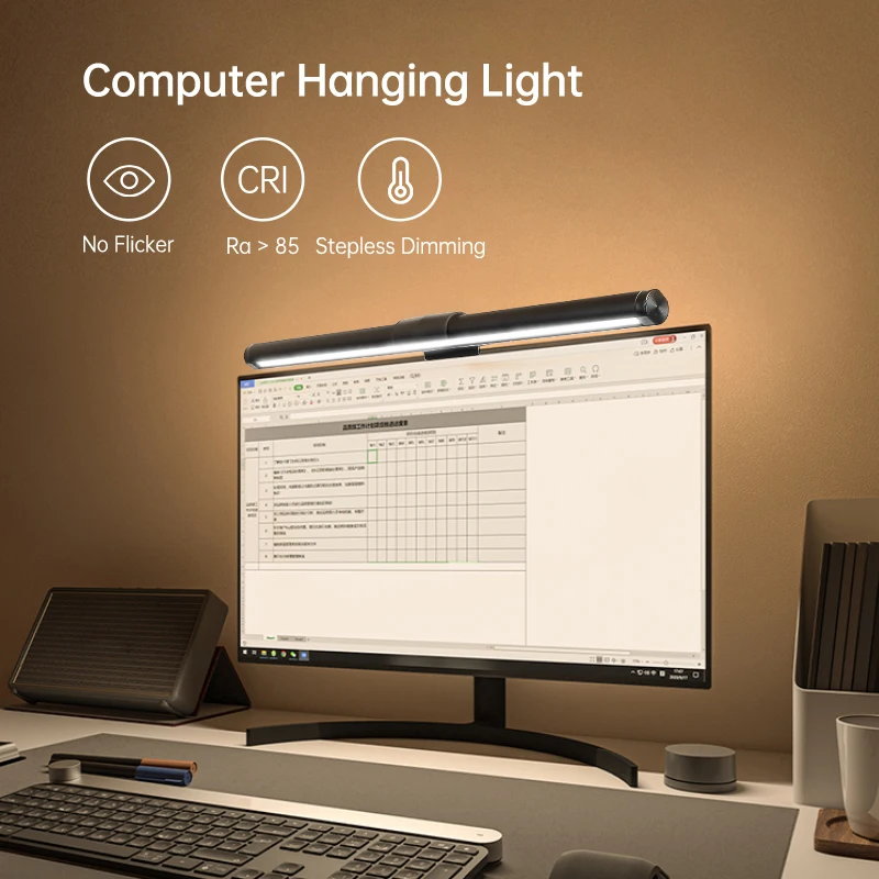 LED Harte Streifen Licht PC Monitor Computer Schreibtisch Lampen Für Dimmen Led Lampe Monitor Stufenlose Hängen Licht Bar für PC Bildschirm RBG