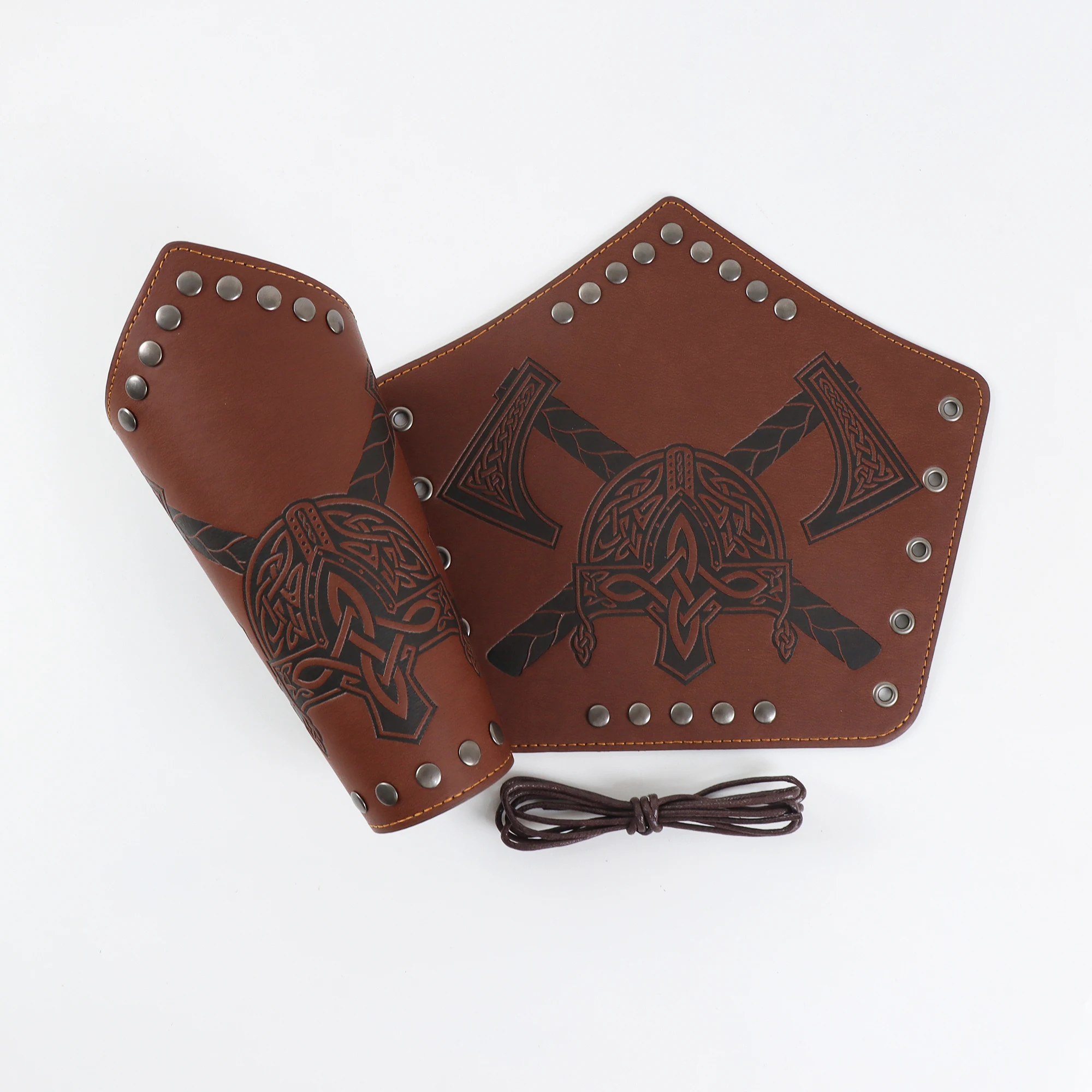 Mittelalterlicher Ritter Cosplay Kostüme Armband Leder Retro Punk Breiter Bogenschießen Armschutz Wikinger Armschiene Gothic Steampunk Zubehör Image