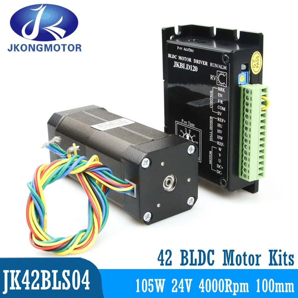 Jkongmotor 42BLS04 BLDC-Motor 20 A 24 VDC 105 W 4000 U/min 0,25 Nm 42 mm quadratischer bürstenloser Gleichstrommotor 42BLDC Hallmotor mit Treiber Image