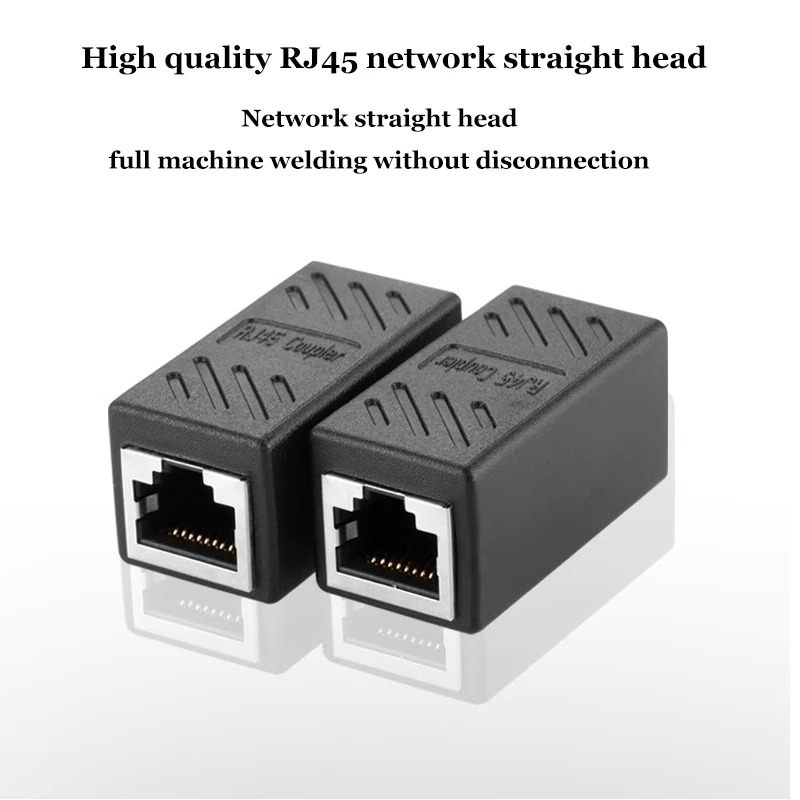 Netzwerkkabel Paar Stecker Extender Adapter RJ45 Netzwerk Gigabit Dual Pass Crystal Head Breitbandadapter Schnittstelle Straight T Image