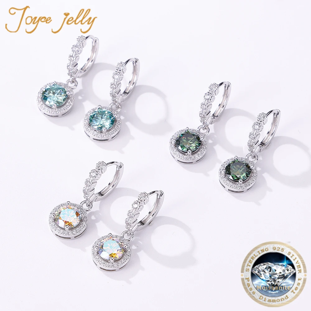 Joyce jelly 1ct bunte Moissan ite Runds chliff vvs d-Farbe 925 Sterling Silber Ohrringe für weibliche Luxus Hochzeit Ohrschmuck Image