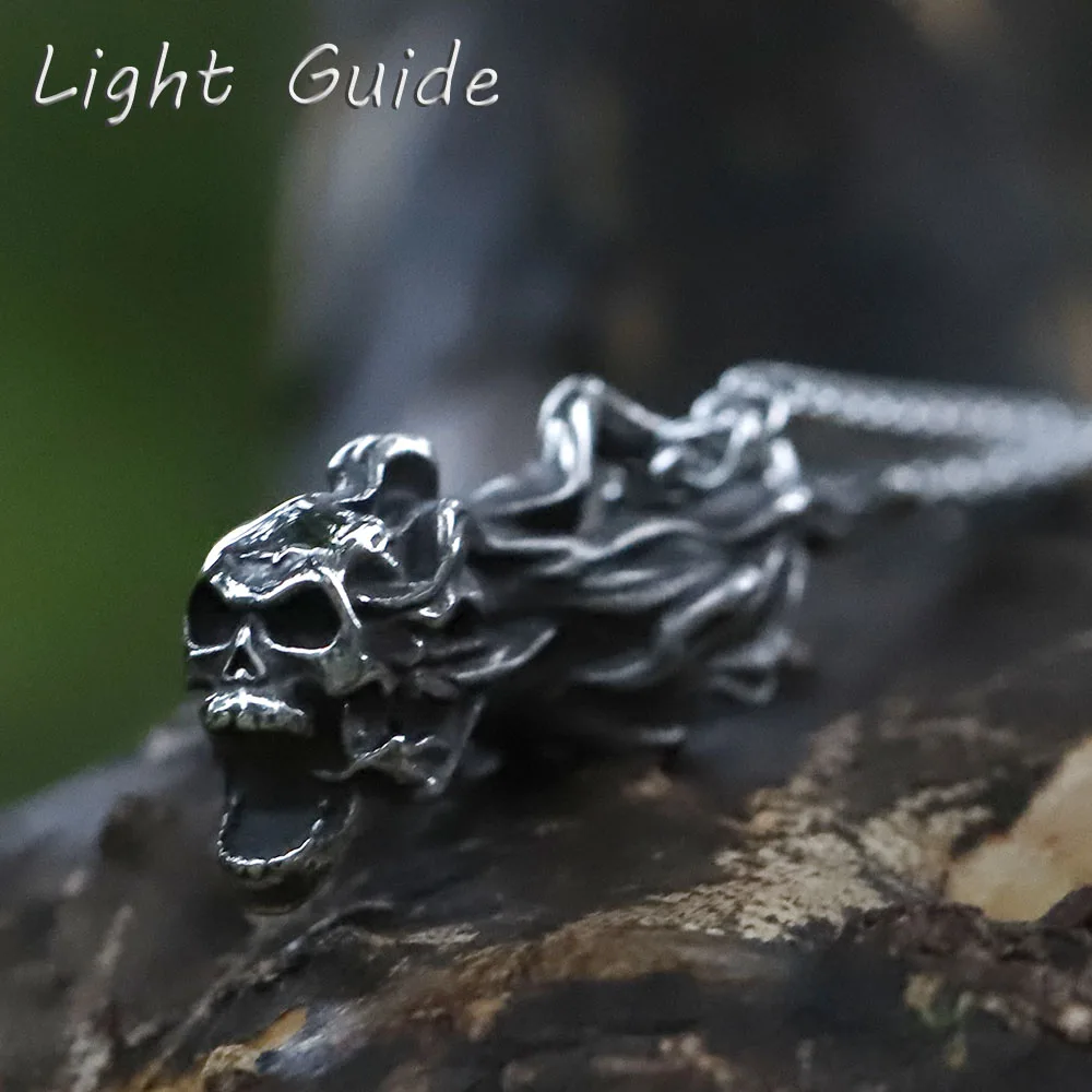 2022 NEUE Retro-Schild Tod Schädel Anhänger feine Details Punk-Stil Kette Halskette Männer Schmuck kostenloser Versand Image