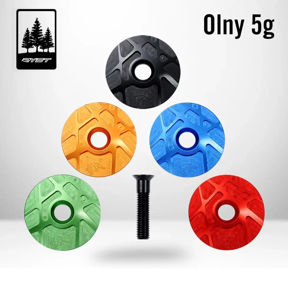 RYET Superleichtes Aluminium 7075 Ahead-Cap 5 g Headset-Oberabdeckung Top-Cap CNC-gefräste TopCap-Schraube Fahrrad-Vorbaukappen Fahrradteile Image