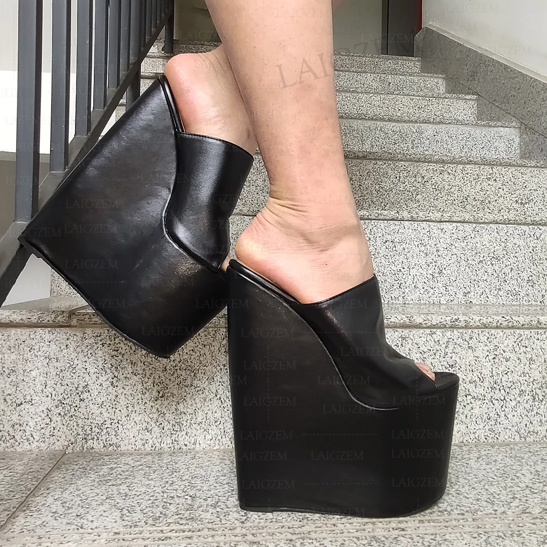 Dohbaner Frauen Sandalen Plattform Keile 22cm High Heels Pumps Höhe erhöhen hand gefertigte Damenschuhe Frau große Größe 36 41 43 45 48