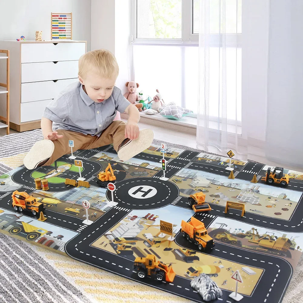 Große Stadt Straßenkarte DIY Szene Straßenschilder Auto Parkplatz Spiel Kinder Spielen Verkehrsmatte Klettern Teppiche für Babyspielzeug Geschenke