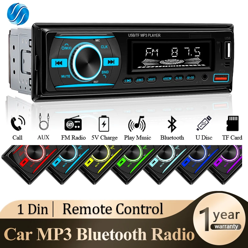 Autoradio 1 din digital bluetooth stereo mp3 player fm radio 60w * 4 audio musik fernbedienung aux/usb/tf karte mit im dash kit Image
