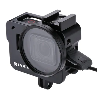 Puluz Gehäuse Shell CNC Aluminium legierung Schutz käfig mit 52mm UV-Linse für Gopro Hero (2018) / 7 schwarz/