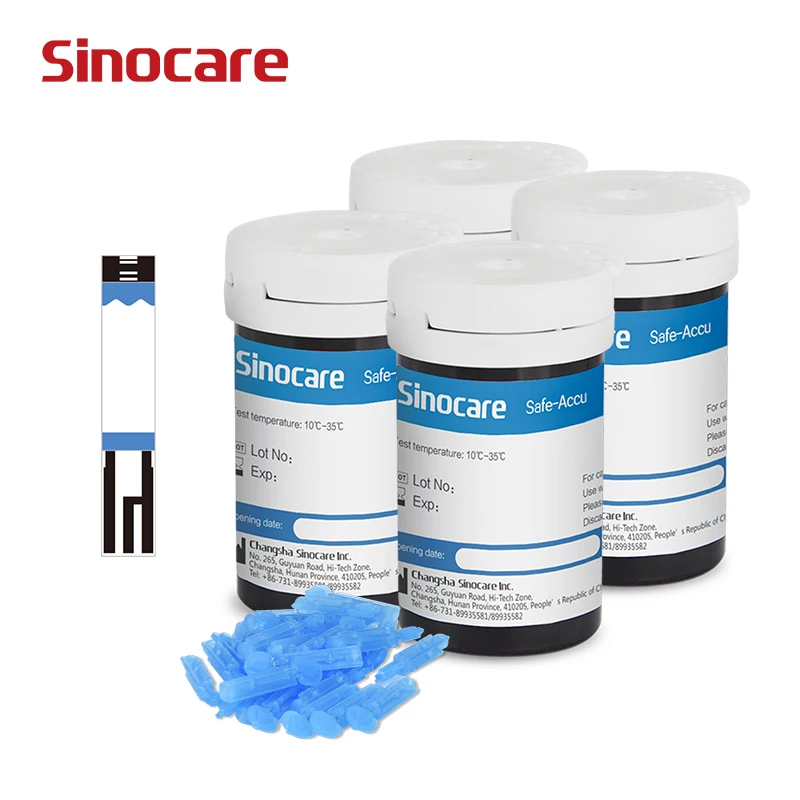 (200 Stück/25 Stück für Safe-Accu) Sinocare Blutzucker-Teststreifen und Lanzetten für Diabetes-Tester Image