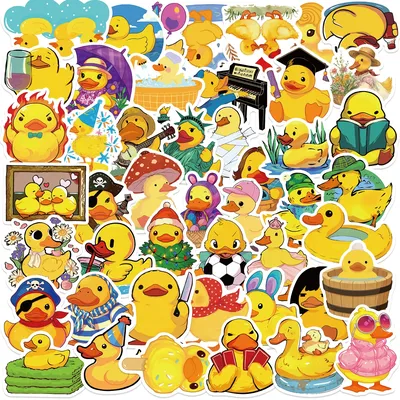 50 stücke Cartoon kleine gelbe Ente Graffiti Aufkleber Spielzeug für DIY Sammelalbum Telefon Kühlschrank Laptop Gepäck Auto wasserdicht Aufkleber Aufkleber Image