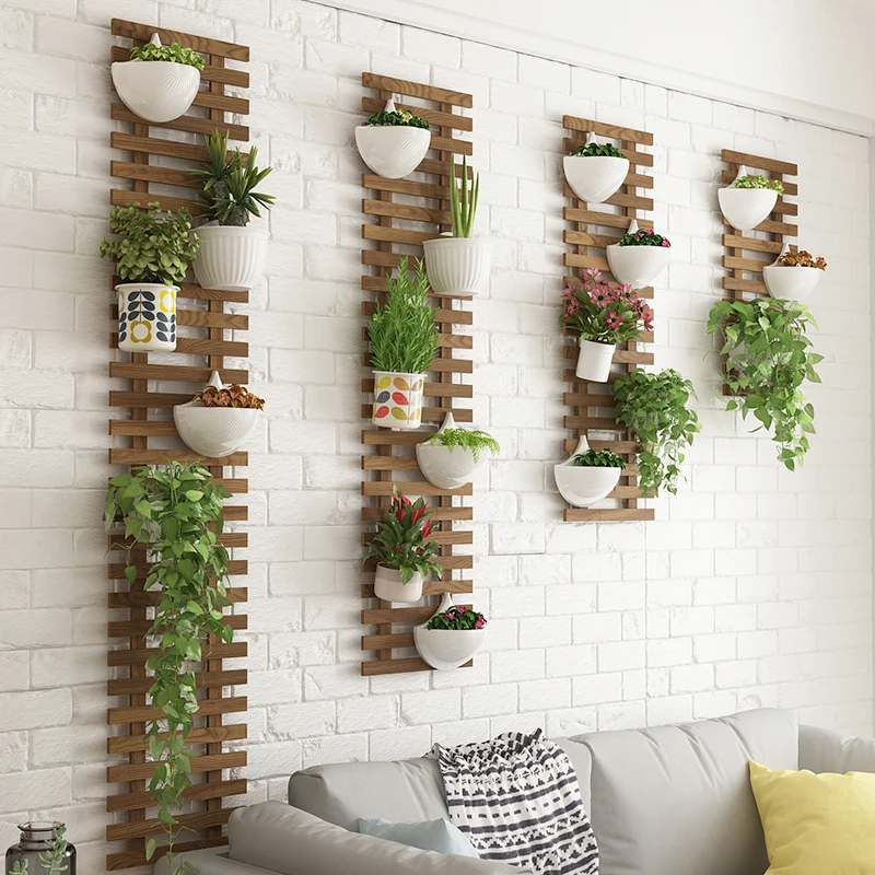 Balkon blume rack hängen massivholz hängen Outdoor blumentopf hängen rack anti-korrosion holz wand hängen blume wand rack