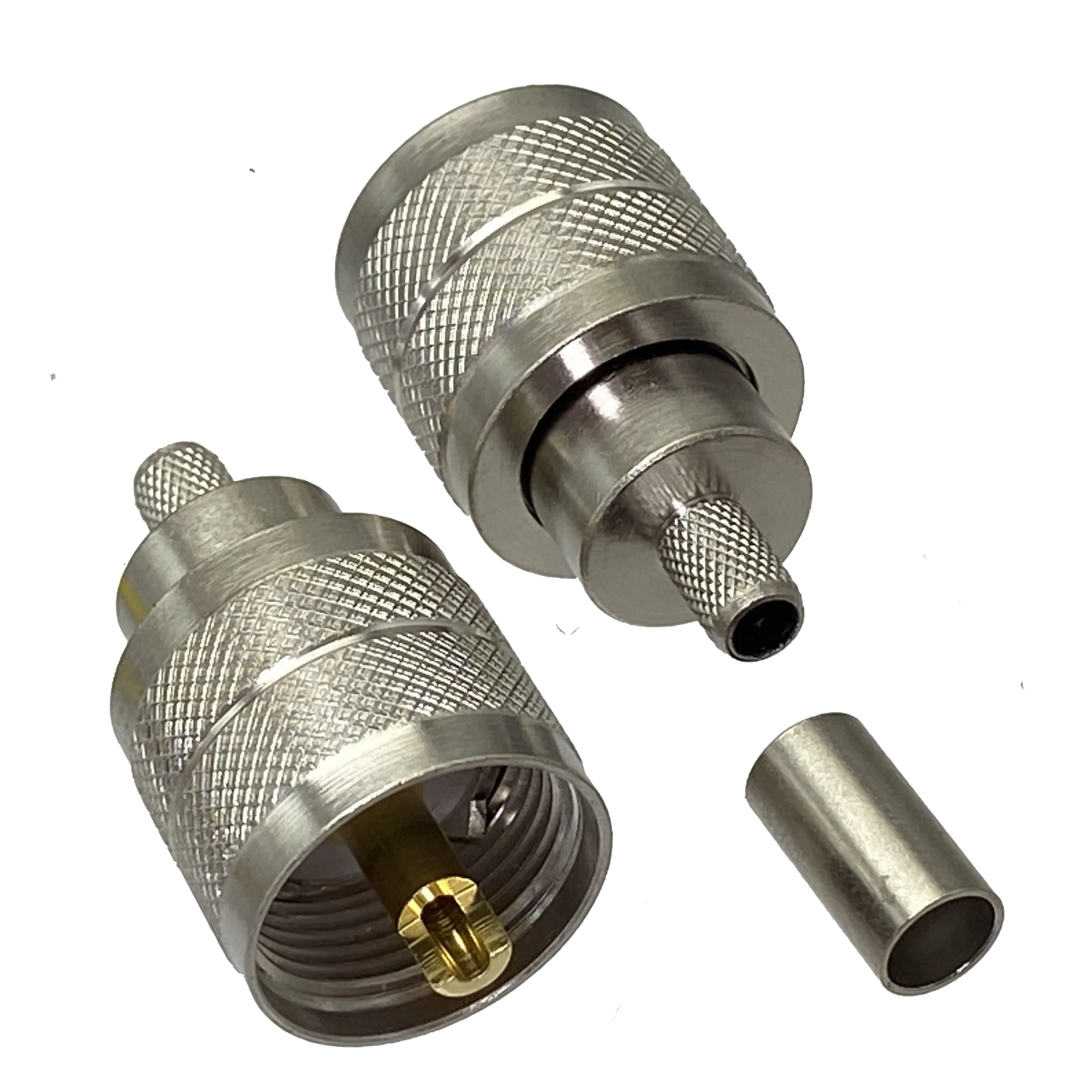 10 stücke stecker uhf männlich pl259 crimp rg58 rg142 lmr195 rg400 kabel gerade draht klemmen Image