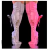 Weiß Bogen Knoten Niet Hohl Stiefel Dünne High Heel Plattform Mode Sexy Kühlen 2025, Winter Große Größe Frau Schuhe Zapatillas Mujer