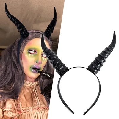 Teufel Schaf Horn Kopf bedeckung Cosplay schwarze Mädchen Jungen Gothic Tier Antilope Kopf bedeckung Halloween Karneval Party Purim Kostüm Requisiten Image