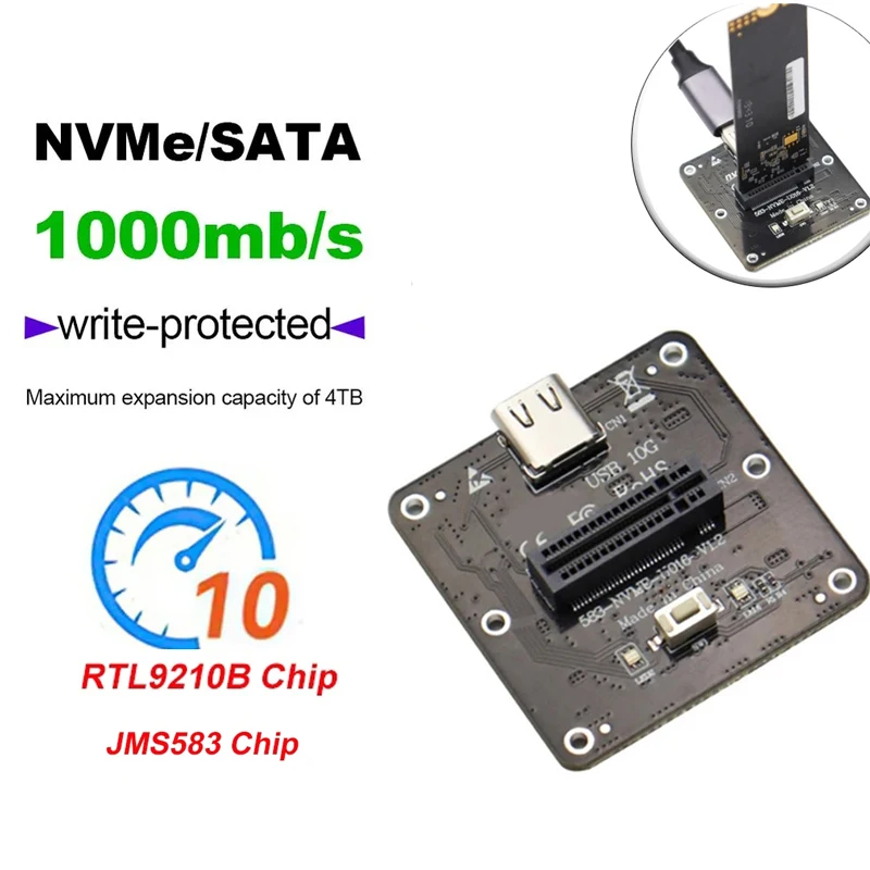 Externe ssd festplatte nvme gehäuse 10g online lesen schreiben geschwindigkeit ssd fall für m.2 nvme sata ssd docking station test board Image