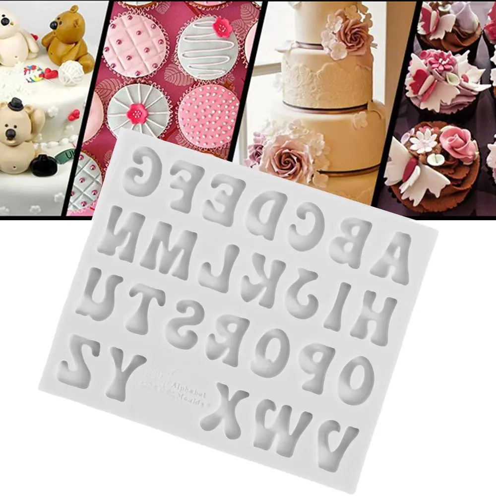 3d Silikon buchstabe Alphabet Nummer Kuchen form Fondant form Zucker Handwerk Kerze Image