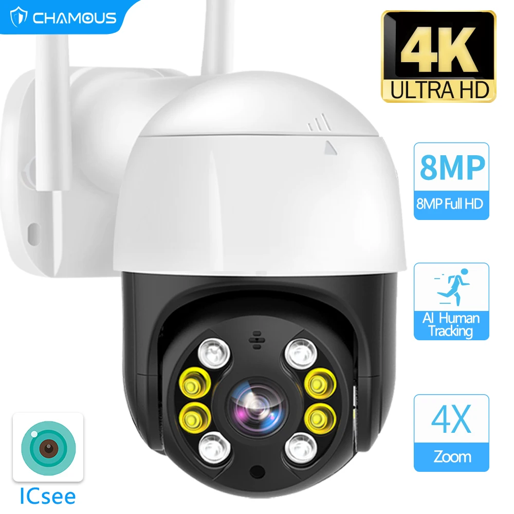 Großer verkauf 4k 8mp wifi ip kamera home sicherheits schutz mini outdoor kamera auto tracking video überwachung alexa nvr icsee Image