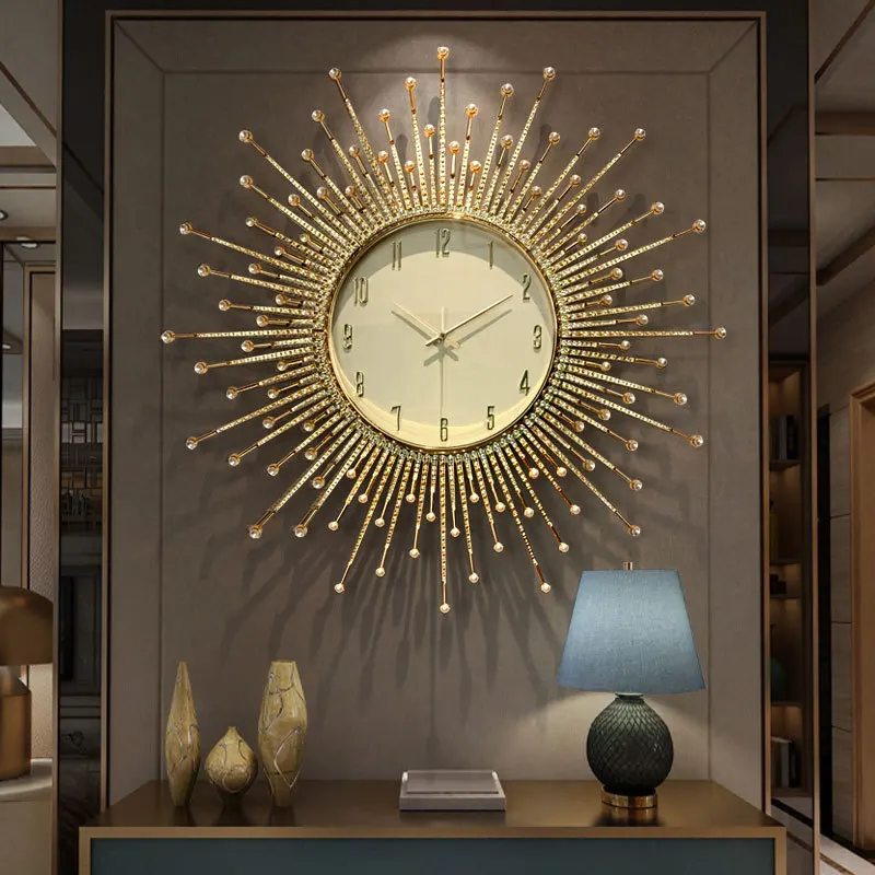 Luxus dekoriert Sonne Wanduhr für Wohnzimmer moderne Dekoration Dekor Uhren dekorative Uhr Interieur groß Image
