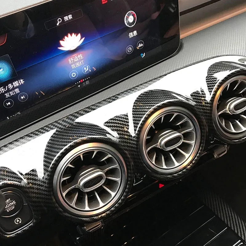 LHD! Carbon Fiber Interior Center Console Air Vent Cover Trim für Mercedes-Benz A-Klasse W177 V177 2018-2024 CLA C118 W118 2019+ Image