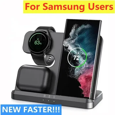 3 in 1 kabelloser Ladest änder für Samsung S23 S22 S21 S20 Ultra Note Galaxy Uhr 5 4 aktive Knospen 15W Schnell ladestation Image