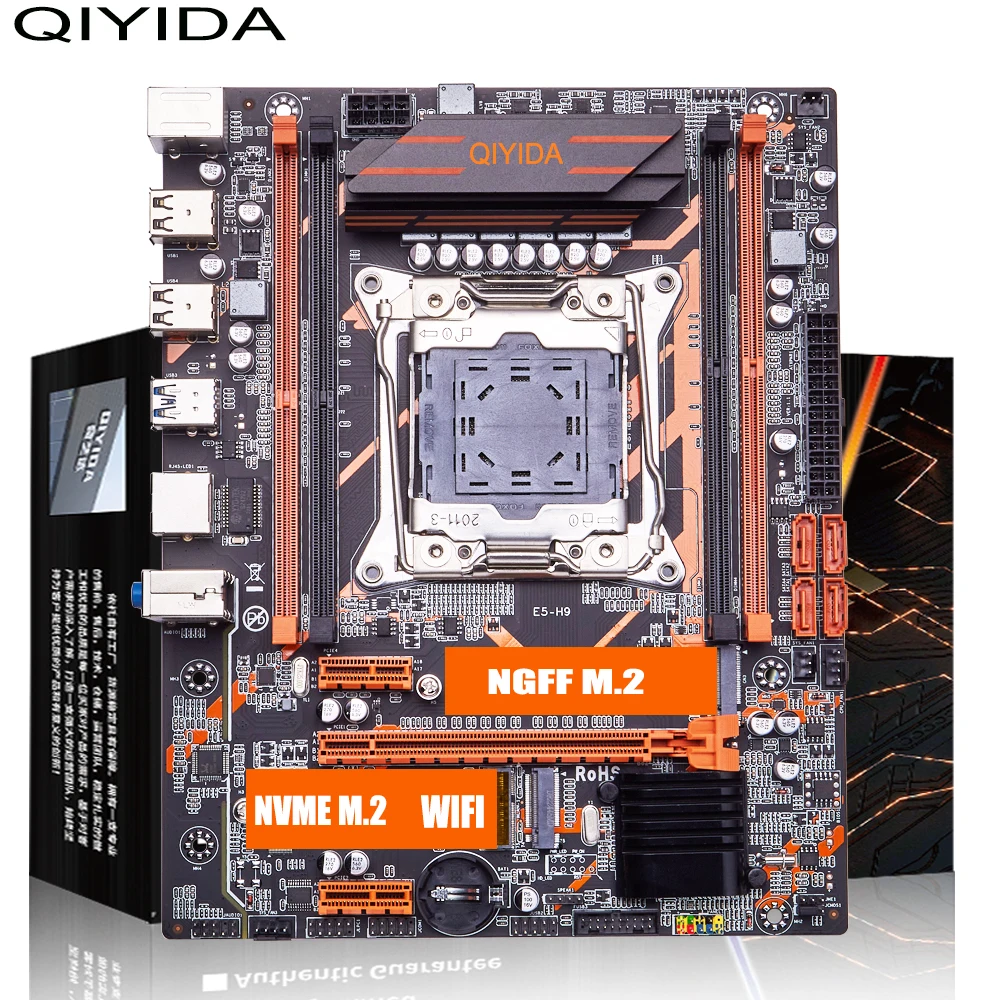 Qiyida x99 motherboard lga 106-3 ddr4 sata PCI-16X m.2 slot unterstützung xeon e5 v3 v4 prozessor 4 kanal e5 h9 Image
