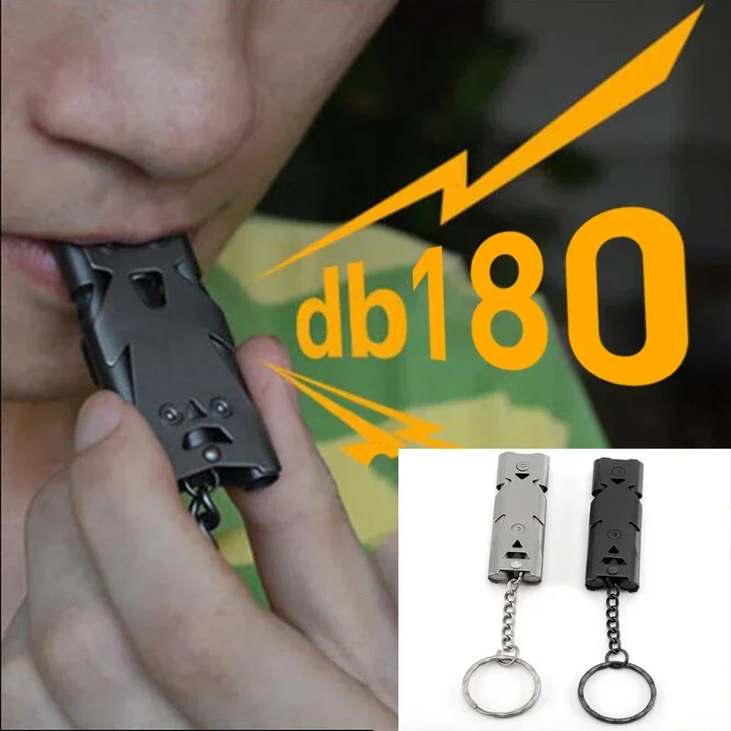 Tragbare Pfeife 180 dB Aluminium legierung Doppel rohr lebens rettende Notfall sos Sicherheit Überleben Tool Kit Outdoor-Camping ausrüstung Image