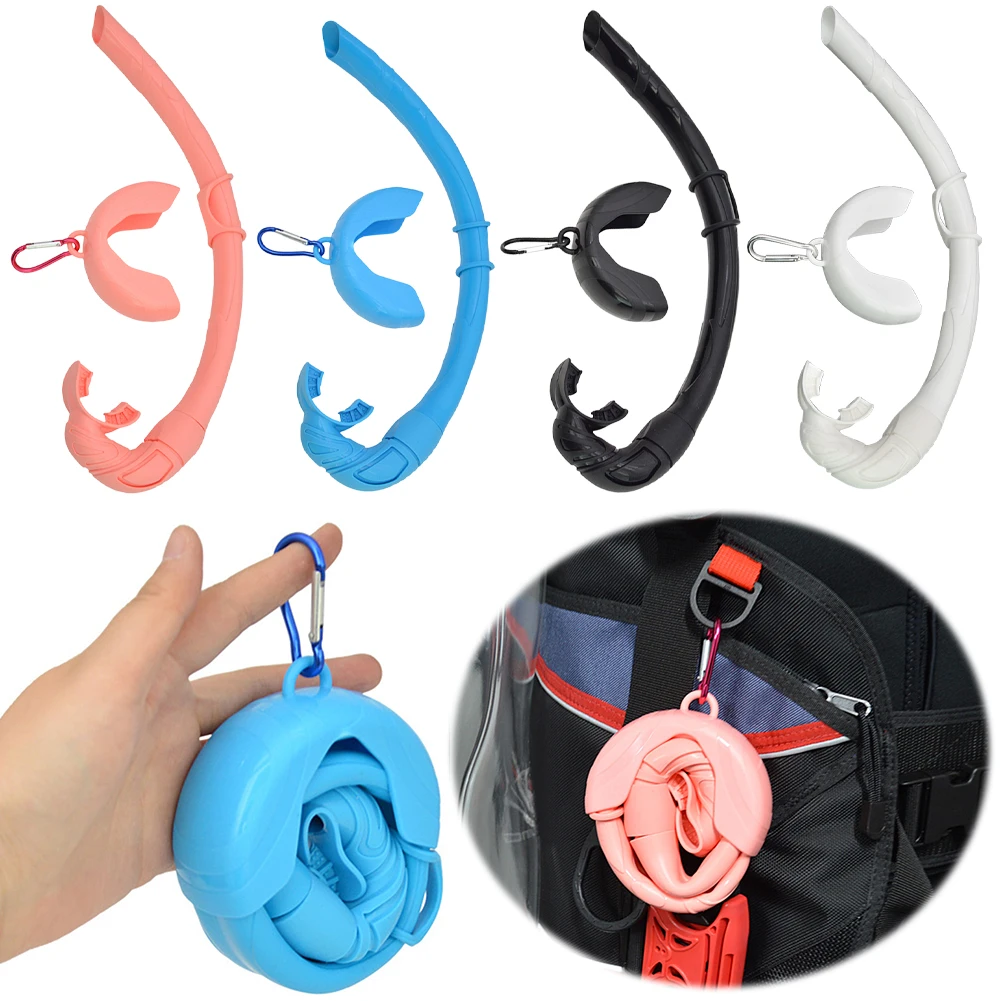 Silikon Schnorchels ch lauch Nass atmungs schlauch mit Aufbewahrung koffer Tauch schnorchel Flexibler faltbarer Schnorchel zum Schnorcheln Frei tauchen Image