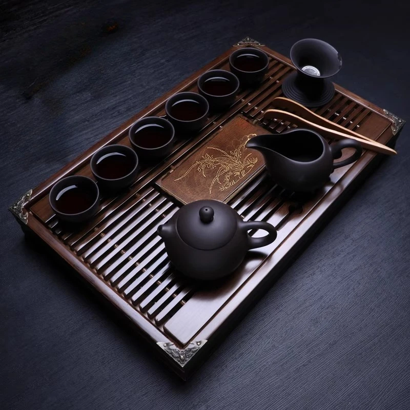Luxus-Tee tassen set aus chinesischem Porzellan, Teezeremonie-Sieb, Lila Ton, Kung-Fu-Tee-Set-Tablett, Teaware DG50TS