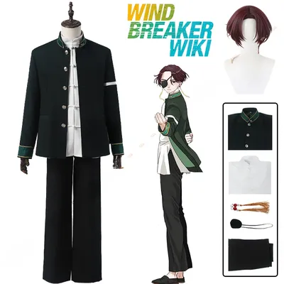Hayato Suo Cosplay Kostüm Anime Perücke Schuluniform Augenklappe Ohrringe Bofurin Haruka Sakura Image