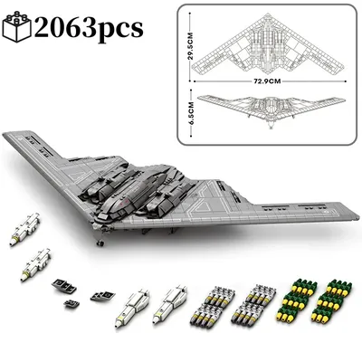 Militärische technische usa b2 bomber ghost fighter bausteine weltkrieg ww2 specia rakete modell moc ziegel spielzeug für kinder geschenke Image