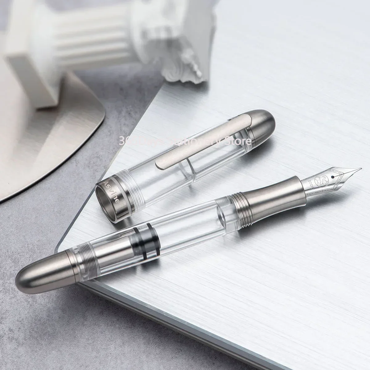 Asvine P36 Füllfederhalter aus Titan und Acryl mit Kolbenfüllung / Asvine EF/F/M-Feder, glattes Schreiben, Schreibwaren, Büro, Schulbedarf Image