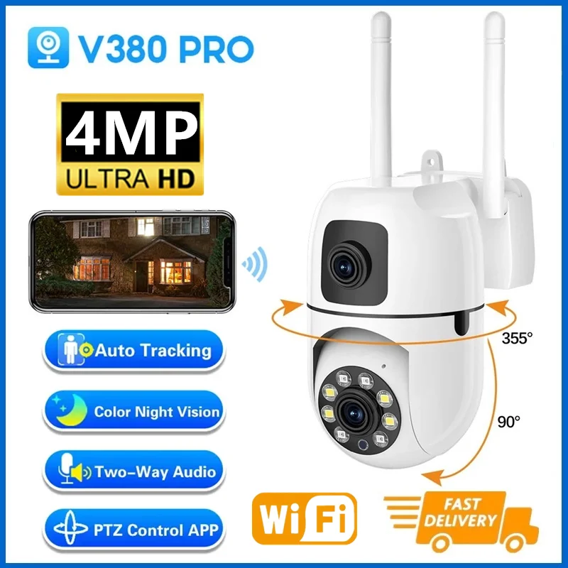 WiFi IP Kamera Sicherheit Schutz Dual Objektiv Dual Screen Wireless Indoor Monitor Auto Track PTZ CCTV Video Überwachung V380 Pro Image