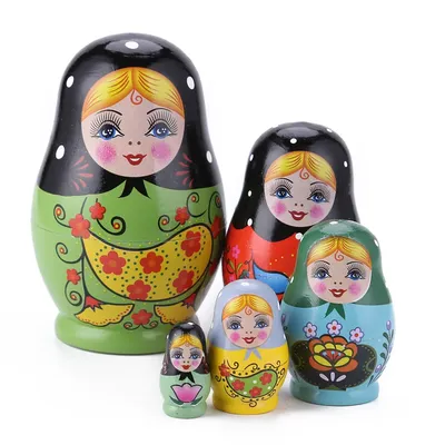1 Set Matryoshka Dolls Nesting Dolls Toy Wooden Russian Doll Hand Paint Toys Craft Toys DIY Paint