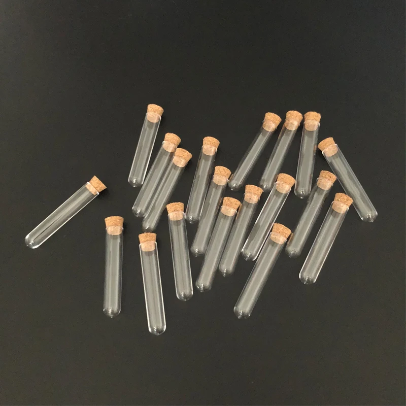 50 teile/los 12*60 13*78 12*100 15*100 Alle Größen Kunststoff reagenzglas mit kork Kappe Transparent Hartplastik rohre